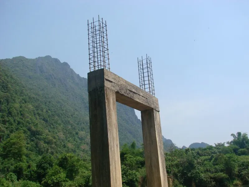 Unfinished bridge in Vang Vieng, Laos