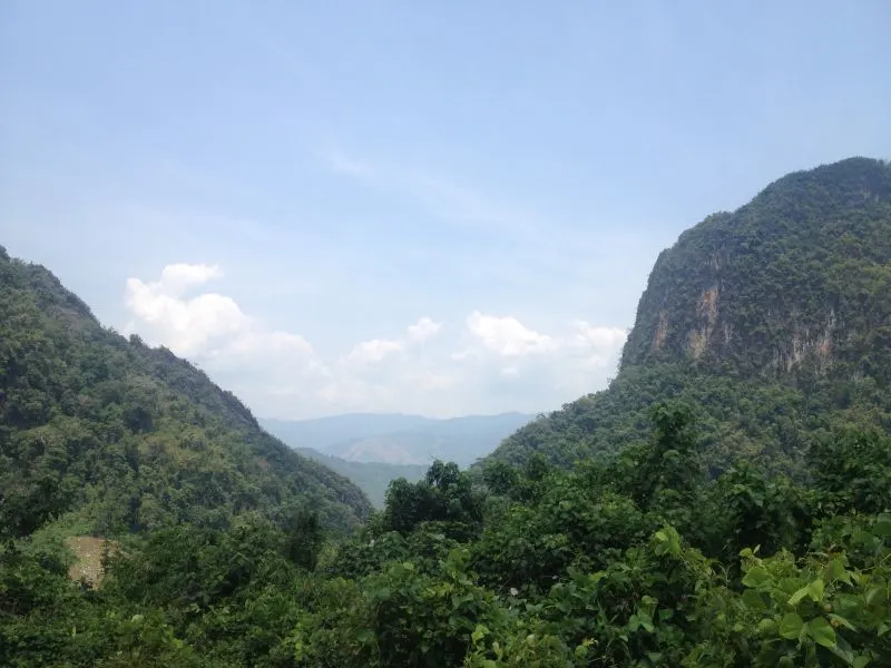 Tropical forest and beautiful views while hiking in Vang Vieng