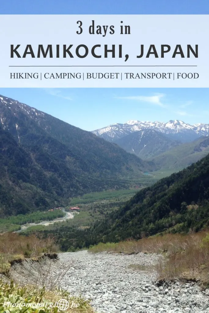 Don’t skip Kamikochi when you are in Japan! It’s a different side of versatile Japan, a place to disconnect, to enjoy nature and spend your days hiking and marveling at the magnificent scenery. We spent ¥9816/€78/$89 per day as a couple and had 3 wonderful days hiking and camping in the Japanese Alps.