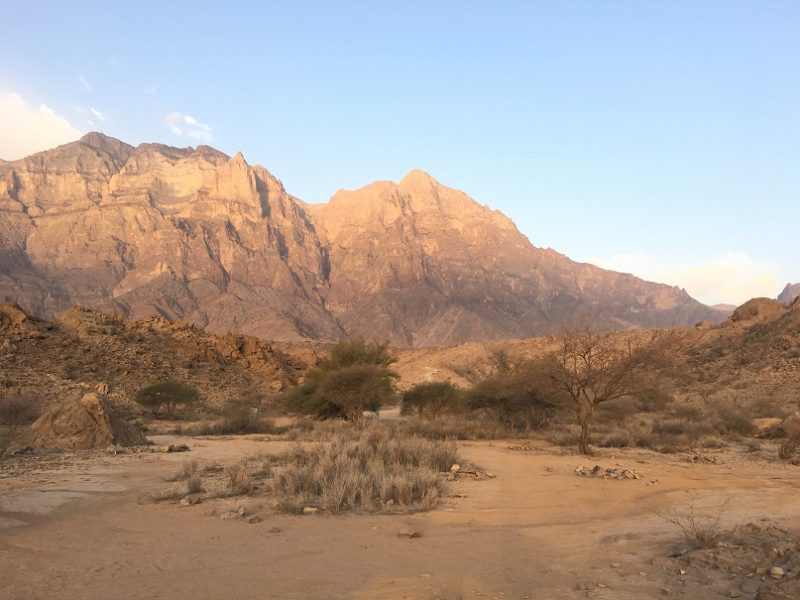 Wadi Sahtan Oman beautiful road and campsite