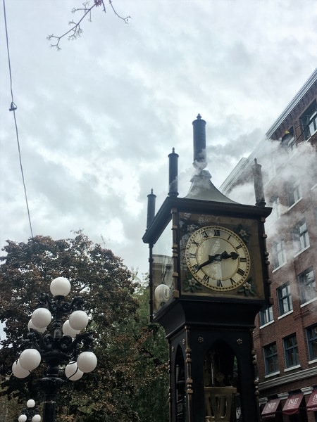 The steam clock in Gastown downtown Vancouver BC Canada