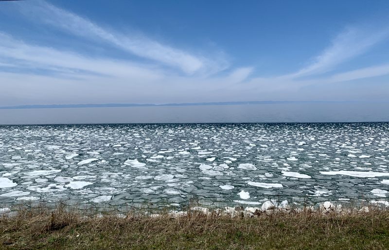 Ice on Lake Baikal in Siberia (Russia)