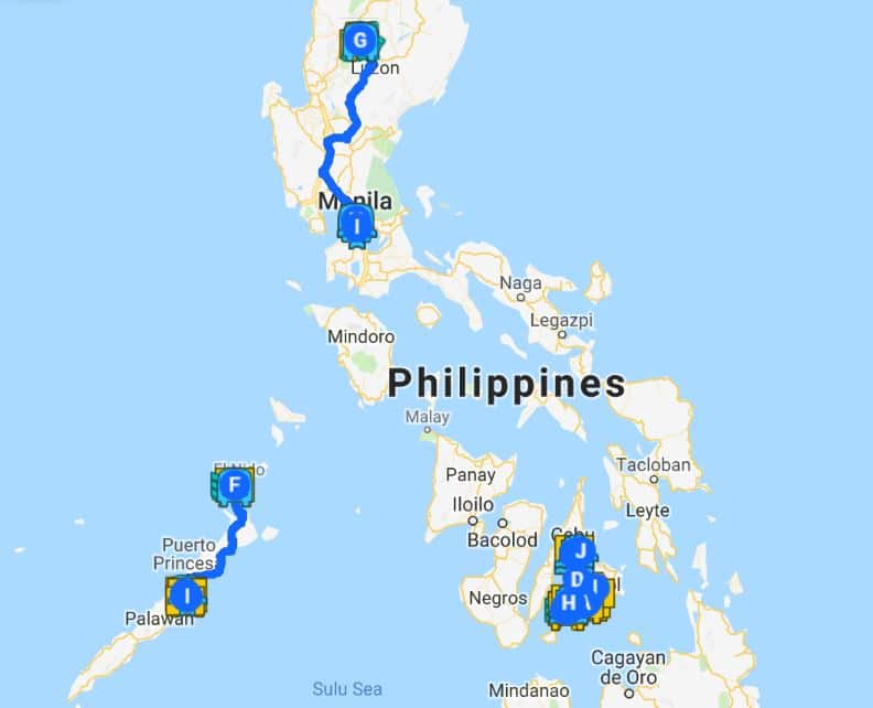 Philippines itinerary map