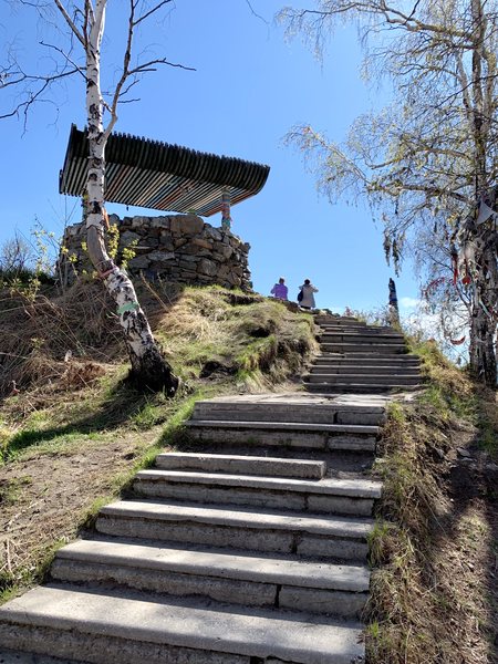 Stairs leading to Chersky stone Lake Baikal