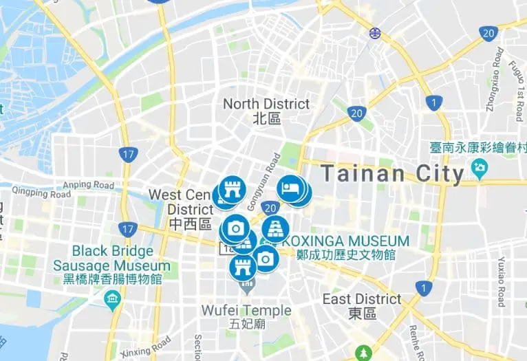 Things to do in Tainan map