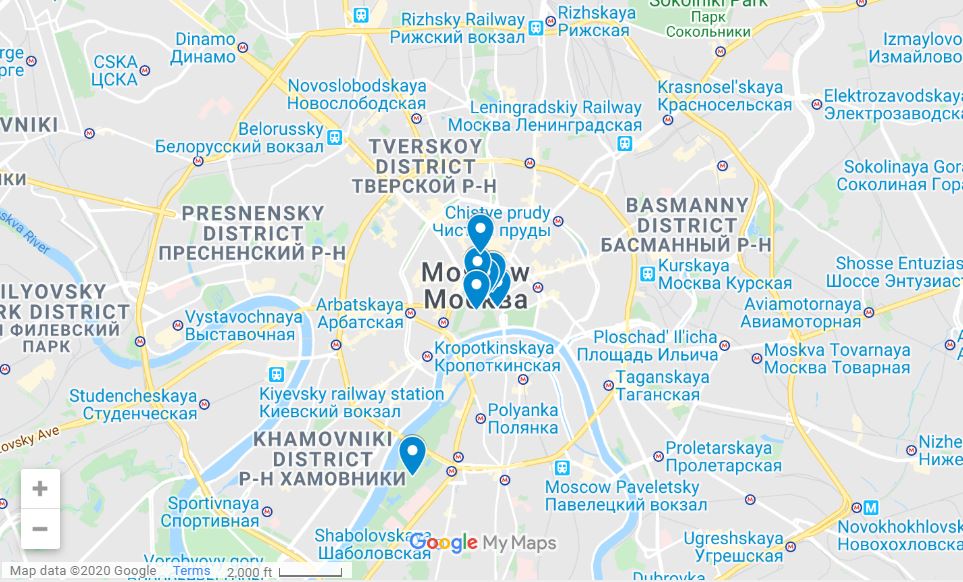 Moscow itinerary map