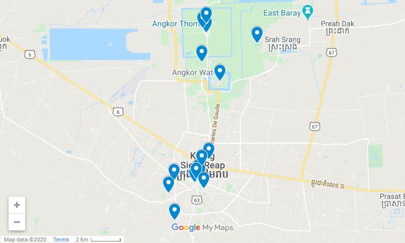 Siem Reap itinerary map
