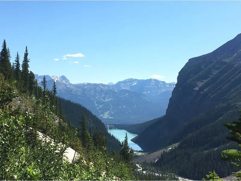 Lake Louise as seen from Plain of the Six Glaciers trail