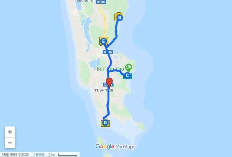 Phu Quoc itinerary map day 1
