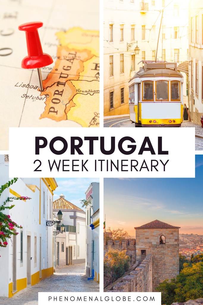 This Portugal road trip itinerary will help you plan the perfect two weeks in Portugal! Including the best places to visit, travel tips and more. Explore Lisbon and Porto, visit Sintra, enjoy the beautiful beaches and go hiking in one of the National Parks. Plan the perfect trip to Portugal with this detailed Portugal travel itinerary. Click the pin to read the full post and get inspired for your Portugal vacation! | phenomenalglobe.com